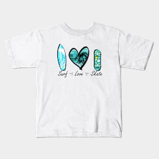 SURF LOVE SKATE Kids T-Shirt